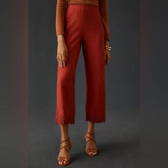 By Anthropologie Embroidered Pants size 6 - Picture 4 of 13